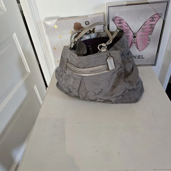 Coach Metallic Gray Shoulder Bag - Picture 2 of 10